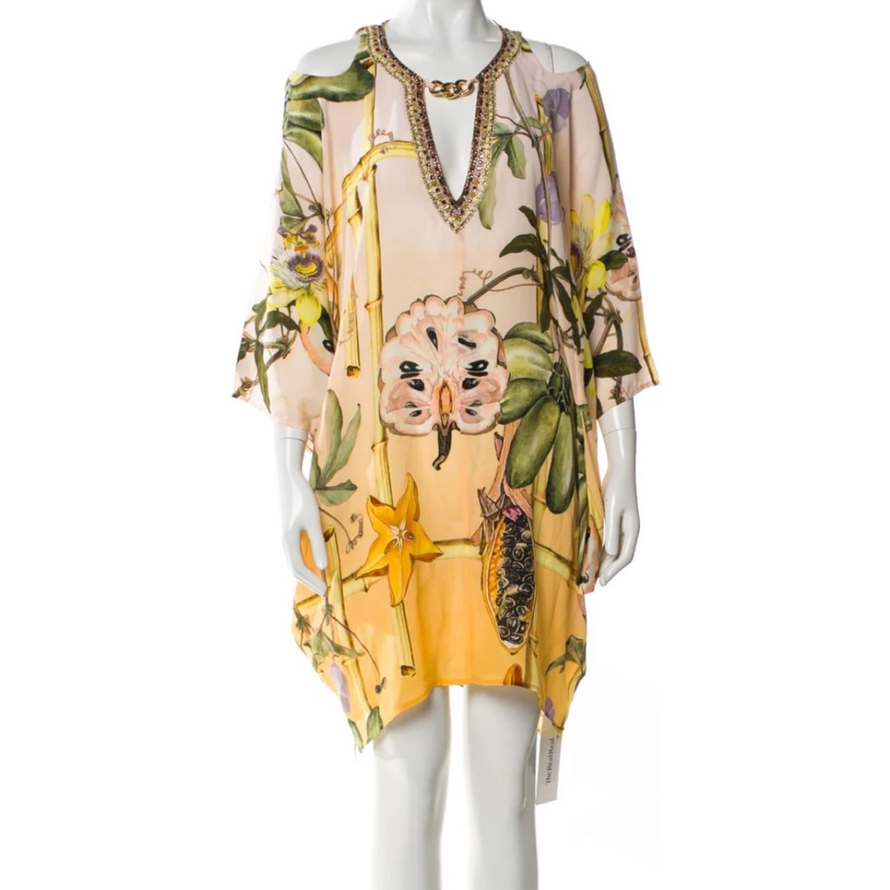 Camilla Pink & Gold Embellished V-Neck Tunic
